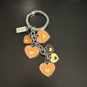 Coach Heart Charm Key Ring in Orange, Yellow and Brown